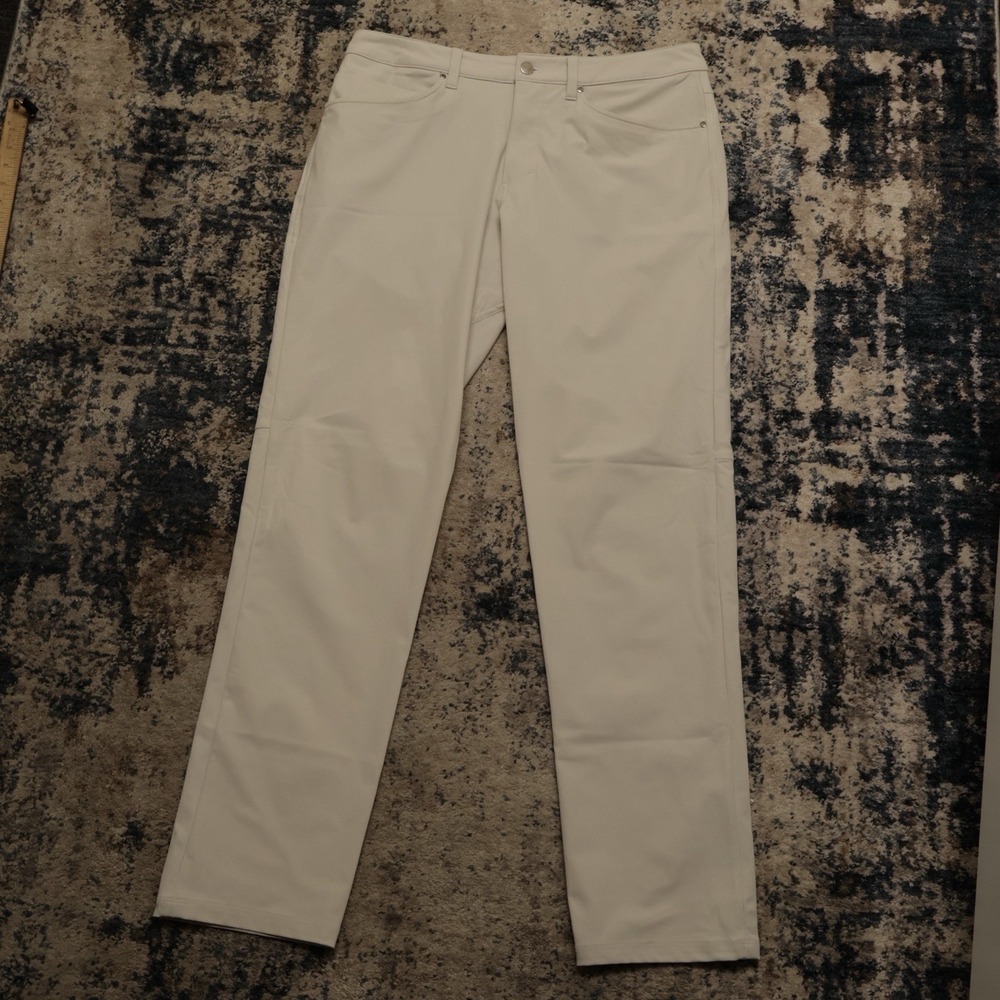 lululemon ABC Classic 5 Pocket Pants 34x33 Warpstreme Cream Stretch Performance